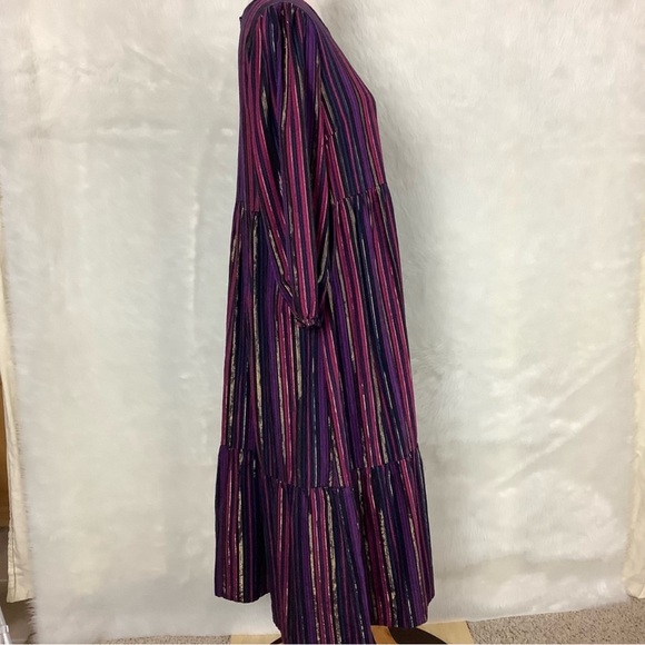 Marine Layer Alice Midi Dress in Lurex Multi-stripe | Size L - Picture 7 of 9